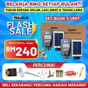 LAMPUSOLAR JALAN 100WATT SET BIJAK 2 UNIT