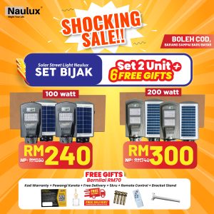 LAMPUSOLAR JALAN 200WATT SET BIJAK 2 UNIT